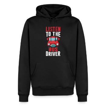 Écoutez le chauffeur de bus conduire l’autocar - Sweat à capuche Premium bio Homme - noir - Devant - Nico (187cm)