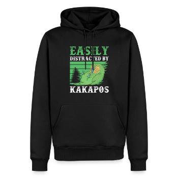 Kakapo abgelenkt durch flugunfähiger Kakapo - Männer Premium Bio Hoodie - Schwarz - Vorne - Nico (187cm)