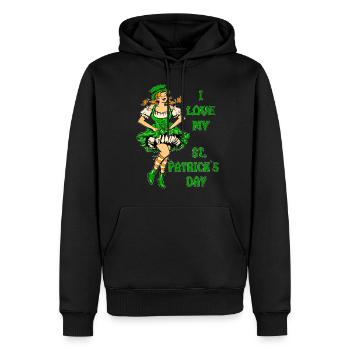 MME LOVE LA SAINT-PATRICK - Sweat à capuche Premium bio Homme - noir - Devant - Nico (187cm)