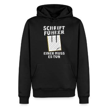 SCHRIFTFÜHRER - Männer Premium Bio Hoodie - Schwarz - Vorne - Nico (187cm)