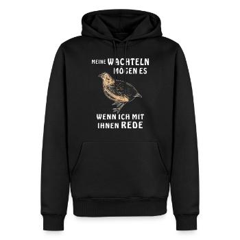 REDE MIT MEINEN WACHTELN - Männer Premium Bio Hoodie - Schwarz - Vorne - Nico (187cm)