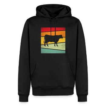 Kuh Retro - Männer Premium Bio Hoodie - Schwarz - Vorne - Nico (187cm)