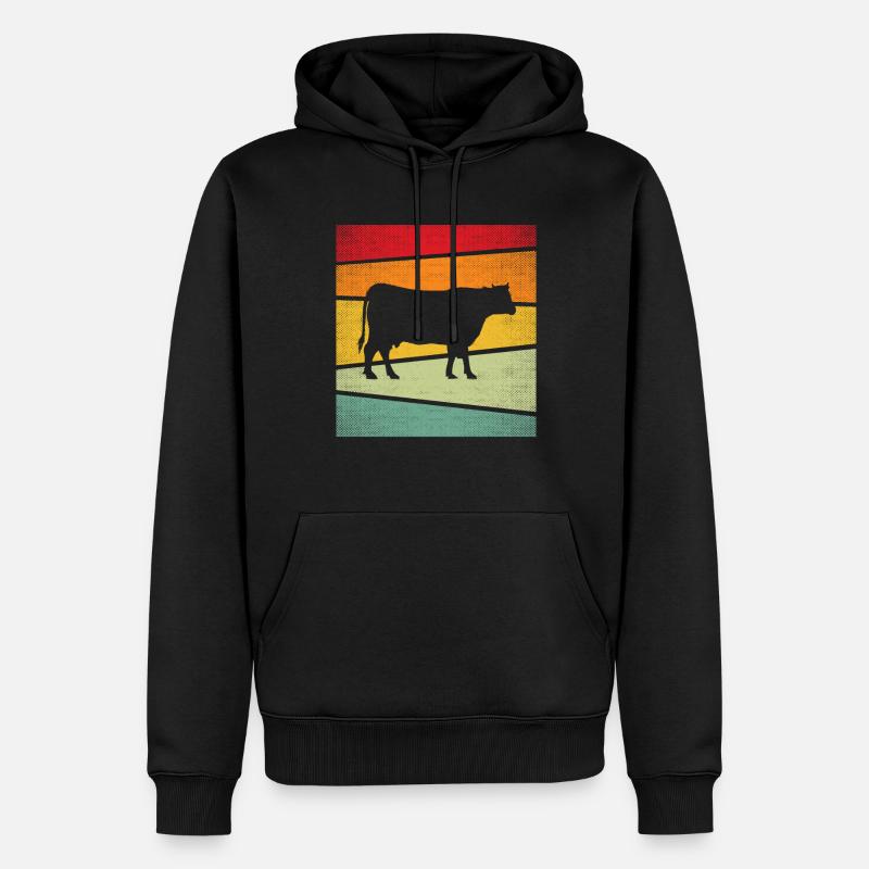 Vache Rétro - Sweat à capuche Premium bio Homme - noir