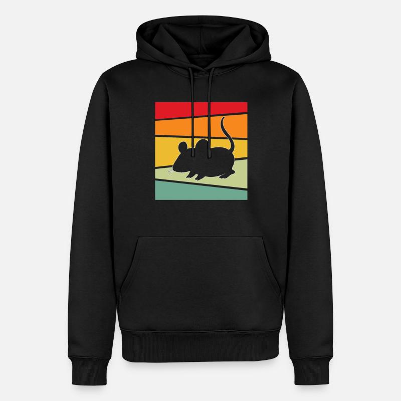 Maus Retro - Männer Premium Bio Hoodie - Schwarz