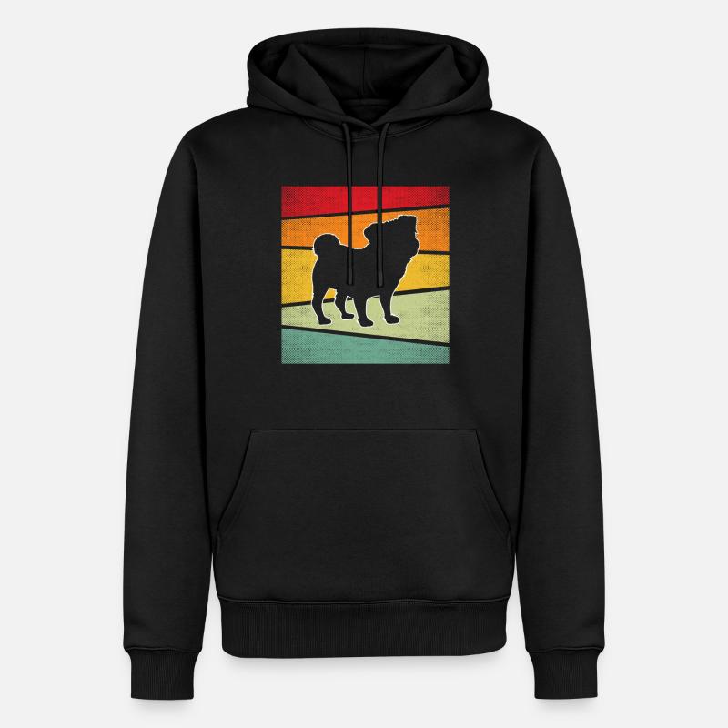Mops Retro - Männer Premium Bio Hoodie - Schwarz