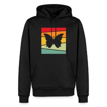 Schmetterling Retro - Männer Premium Bio Hoodie - Schwarz - Vorne - Nico (187cm)