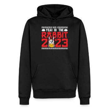 Année du Lapin 2023 - Sweat à capuche Premium bio Homme - noir - Devant - Nico (187cm)