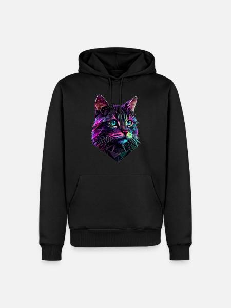 Cat Cats Kitten Polygon Cat - Men’s Premium Organic Hoodie - black
