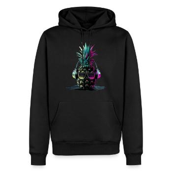 EDM Music Rave Festival Ananas Techno - Sweat à capuche Premium bio Homme - noir - Devant - Nico (187cm)