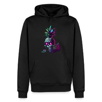 EDM Music Rave Festival Ananas Techno - Sweat à capuche Premium bio Homme - noir - Devant - Nico (187cm)
