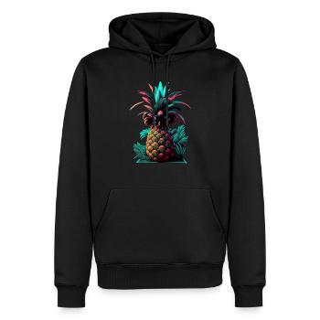 EDM Musik Rave Festival Ananas Techno - Männer Premium Bio Hoodie - Schwarz - Vorne - Nico (187cm)