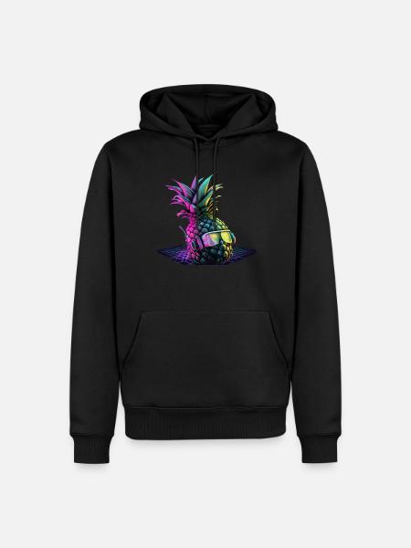 EDM Music Rave Festival Ananas Techno - Mannen Premium Bio hoodie - zwart