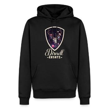 Dirndl Ersatz Dirndl Trachten Kostüm Dirndl Ersatz - Männer Premium Bio Hoodie - Schwarz - Vorne - Nico (187cm)