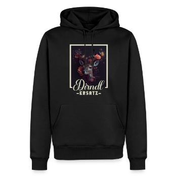 Dirndl Ersatz Dirndl Trachten Kostüm Dirndl Ersatz - Männer Premium Bio Hoodie - Schwarz - Vorne - Nico (187cm)