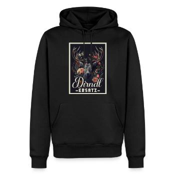 Dirndl Ersatz Dirndl Trachten Kostüm Dirndl Ersatz - Männer Premium Bio Hoodie - Schwarz - Vorne - Nico (187cm)