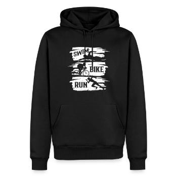 Swim Bike Run Triathletin Triathlon Triathlet - Männer Premium Bio Hoodie - Schwarz - Vorne - Nico (187cm)