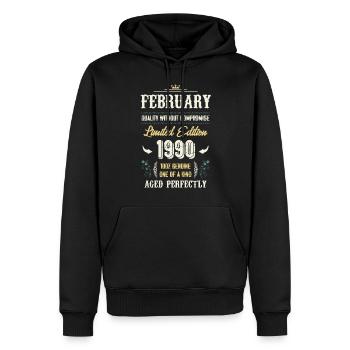 Februar 1990 Vintage Geburtstag Geschenk - Männer Premium Bio Hoodie - Schwarz - Vorne - Nico (187cm)