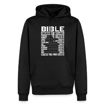 Bible Verse Emergency Numbers Christian Hotline Ps - Männer Premium Bio Hoodie - Schwarz - Vorne - Nico (187cm)