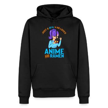 Anime Girl eating ramen Asia Japan Food - Männer Premium Bio Hoodie - Schwarz - Vorne - Nico (187cm)