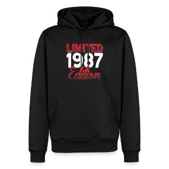 Vintage 1987 Retro Bitrthday Limited Edition - Men’s Premium Organic Hoodie - black - Front - Nico (187cm)