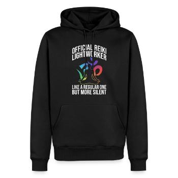 Reiki Meister Reiki Lightworker - Sweat à capuche Premium bio Homme - noir - Devant - Nico (187cm)