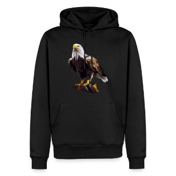 Conception polygonale cool avec un pygargue à tête blanche - Sweat à capuche Premium bio Homme - noir - Devant - Nico (187cm)