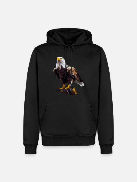 Cooles Polygon Design Mit Einem Weißkopfseeadler - Männer Premium Bio Hoodie - Schwarz