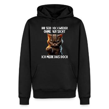 Ihr seid doch wieder ohne Aufsicht ich merk das - Männer Premium Bio Hoodie - Schwarz - Vorne - Nico (187cm)