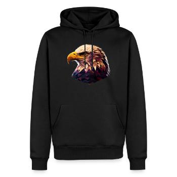 Conception polygonale cool avec un pygargue à tête blanche - Sweat à capuche Premium bio Homme - noir - Devant - Nico (187cm)