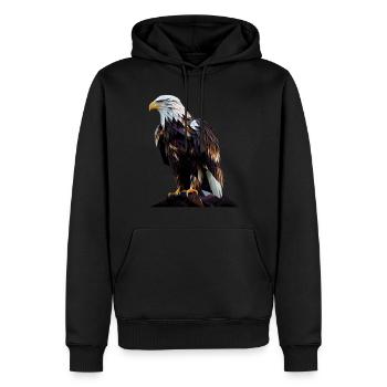 Conception polygonale cool avec un pygargue à tête blanche - Sweat à capuche Premium bio Homme - noir - Devant - Nico (187cm)