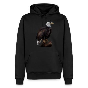 Conception polygonale cool avec un pygargue à tête blanche - Sweat à capuche Premium bio Homme - noir - Devant - Nico (187cm)
