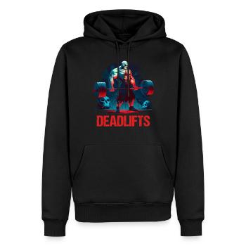 Deadlifts Gym Fitness Lustiges Training - Männer Premium Bio Hoodie - Schwarz - Vorne - Nico (187cm)
