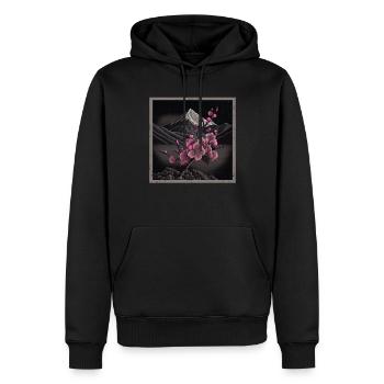 Temple japonais vintage des fleurs de cerisier Sakura - Sweat à capuche Premium bio Homme - noir - Devant - Nico (187cm)