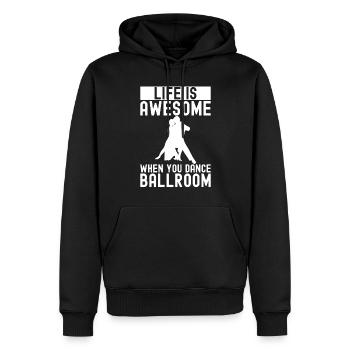 Salle de bal - Sweat à capuche Premium bio Homme - noir - Devant - Nico (187cm)