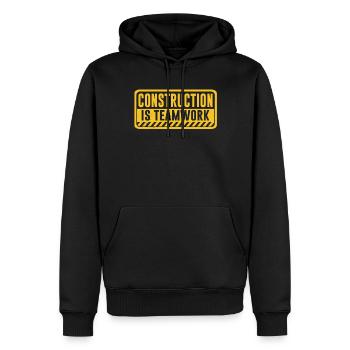 Construction work is teamwork Teamwork Construction site - Men’s Premium Organic Hoodie - black - Front - Nico (187cm)