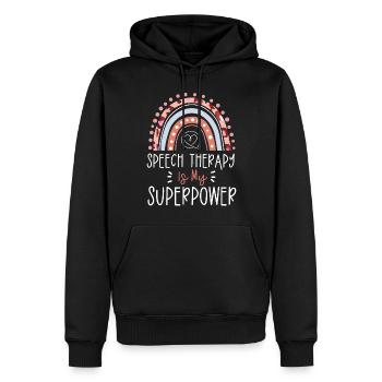 Assistant orthophoniste - Sweat à capuche Premium bio Homme - noir - Devant - Nico (187cm)