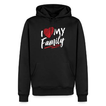 J’aime ma douce équipe de réunion de famille - Sweat à capuche Premium bio Homme - noir - Devant - Nico (187cm)