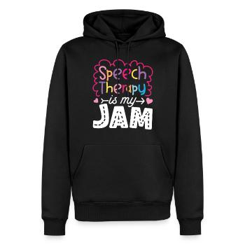 Assistant orthophoniste - Sweat à capuche Premium bio Homme - noir - Devant - Nico (187cm)