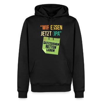 Wir essen jetzt Opa - Männer Premium Bio Hoodie - Schwarz - Vorne - Nico (187cm)