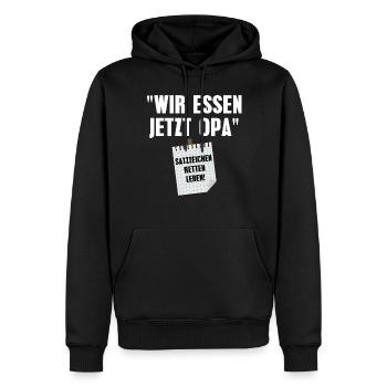Wir essen jetzt Opa - Männer Premium Bio Hoodie - Schwarz - Vorne - Nico (187cm)