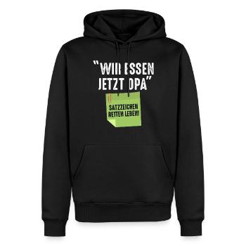 Wir essen jetzt Opa - Männer Premium Bio Hoodie - Schwarz - Vorne - Nico (187cm)