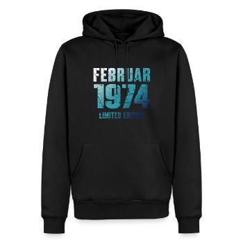 Februar 1974 Limited Edition Geburtstag Geschenk - Männer Premium Bio Hoodie - Schwarz - Vorne - Nico (187cm)