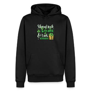 Shamrock-Wünsche et les baisers irlandais Fête de la Saint-Patrick - Sweat à capuche Premium bio Homme - noir - Devant - Nico (187cm)