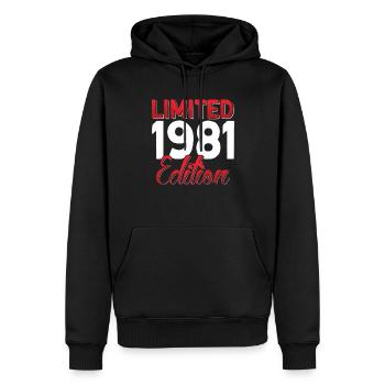 Vintage 1981 Retro Bitrthday Limited Edition. - Men’s Premium Organic Hoodie - black - Front - Nico (187cm)