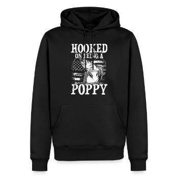 Pêche coquelicot Pêcheur pavillon américain Poppi - Sweat à capuche Premium bio Homme - noir - Devant - Nico (187cm)