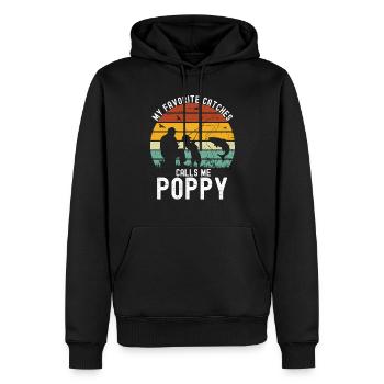 Pêche coquelicot Pêcheur pavillon américain Poppi - Sweat à capuche Premium bio Homme - noir - Devant - Nico (187cm)