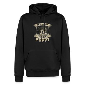 Pêche coquelicot Pêcheur pavillon américain Poppi - Sweat à capuche Premium bio Homme - noir - Devant - Nico (187cm)