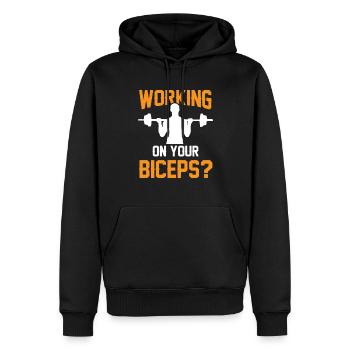 Arbeiten Sie An Ihrem Bizeps Workout Curls Muskeln - Männer Premium Bio Hoodie - Schwarz - Vorne - Nico (187cm)