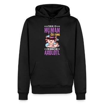 C’est mon costume humain, qui - Sweat à capuche Premium bio Homme - noir - Devant - Nico (187cm)