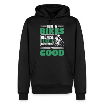 Je fais du vélo parce que ça me donne - Sweat à capuche Premium bio Homme - noir - Devant - Nico (187cm)